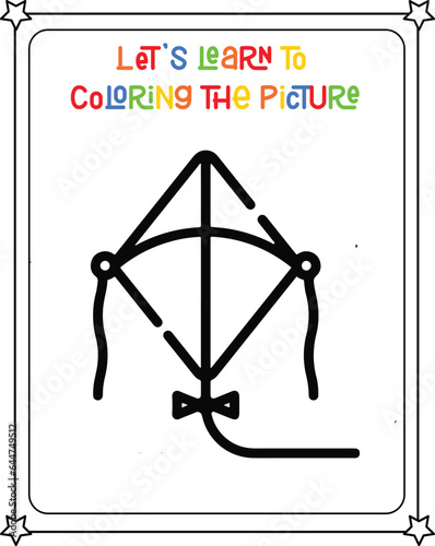 vector graphic illustration of bicycle for education children's coloring book