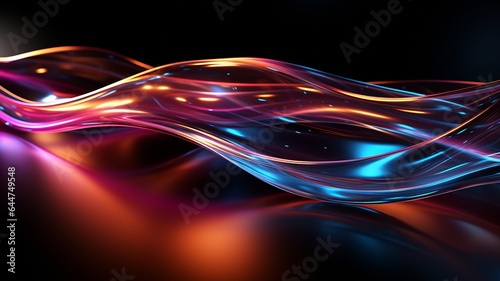 motion-effect light trails that are colorful. High-speed light effect illustration on a dark backdrop. .