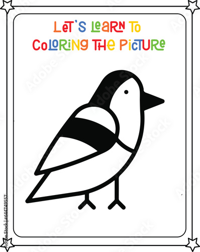 vector graphic illustration of bicycle for education children's coloring book