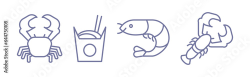 Seafood and Marine Product Line Icon Vector Set
