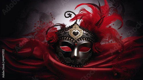 Mask On Black  Background. Venetian Mask. AI Generated © EwaStudio