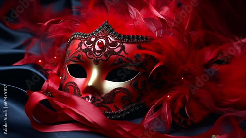Mask On Black Background. Venetian Mask. AI Generated