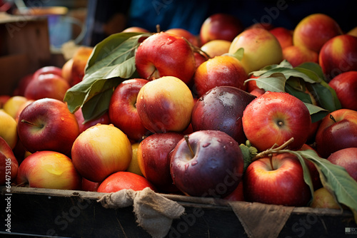 Fresh red apples at farmer's market