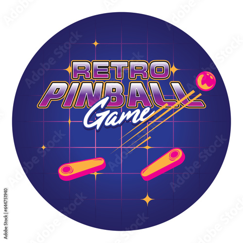 Retro Pinball Game Vintage Retro Vector Badge Emblem Logo  for Banner, Poster, Flyer, Website, Social Media