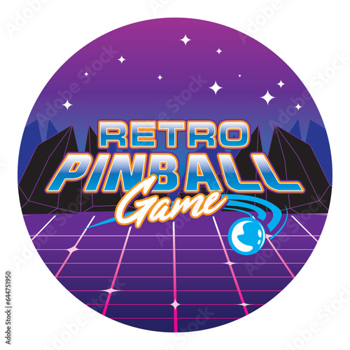 Retro Pinball Game Vintage Retro Vector Badge Emblem Logo  for Banner, Poster, Flyer, Website, Social Media