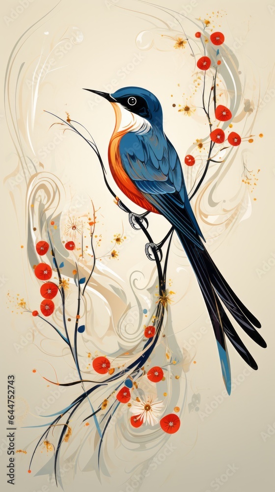 Beautiful colorful swallow.