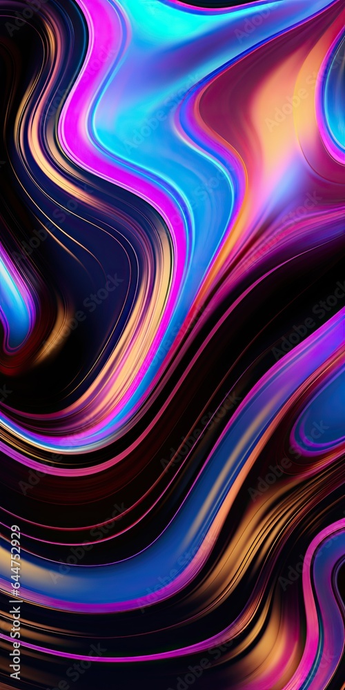 Fototapeta premium Abstract metallic holographic fluid wavy background for futuristic background 