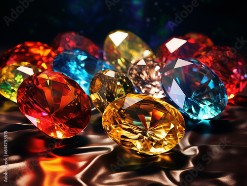 Colourful precious gemstones 