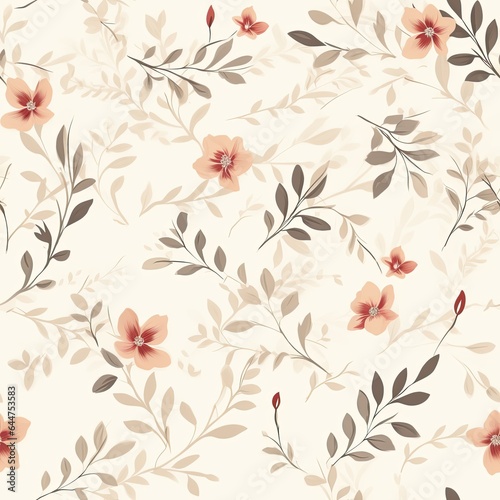 seamless pattern of peach flowers on beige background for surface printing or gift wraps printing.