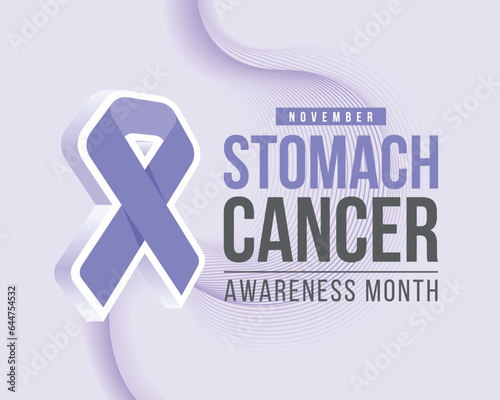 Stomach cancer awareness month - Text and 3D Periwinkle ribbon awareness on abstract lines blend stomach shape vector design