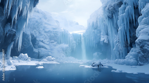 Crystal Cliffs, The Ethereal Glow of Frozen Waterfalls