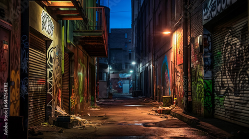 Dark Gritty Alleyway. AI Generated