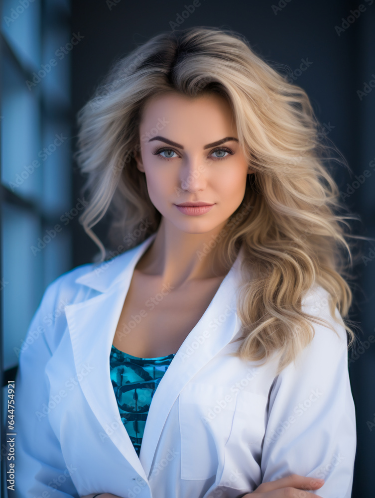 Beauty Meets Profession. Doctor Girl in Clinic Setting Beauty Meets Profession. Doctor Girl in Clinic Setting
