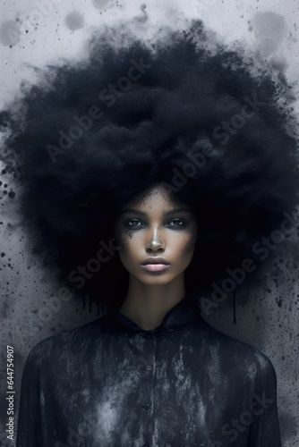Fictional Character Created By Generated AI.The enigma of the woman with the afro