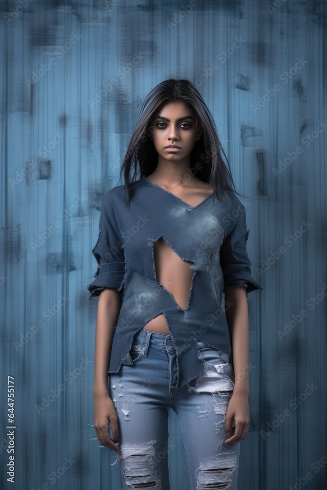 Fictional Character Created By Generated AI.The Transient Fashion of Torn Jeans Fictional Character Created By Generated AI.The Transient Fashion of Torn Jeans