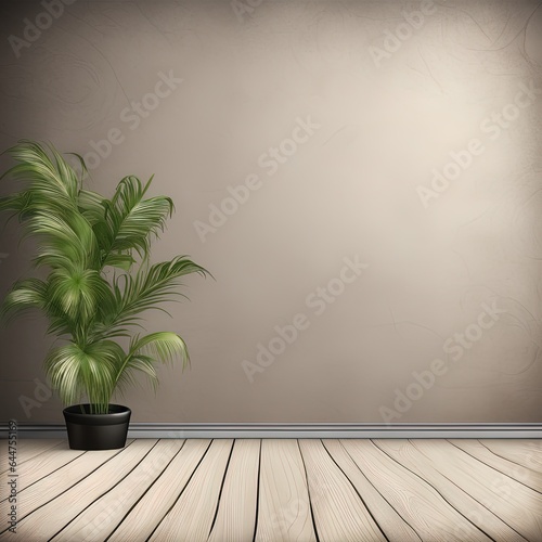 3 d render of empty room with plants and wood floor background.3 d render of empty room with plants and wood floor background.empty modern style interior design. 3 d rendering