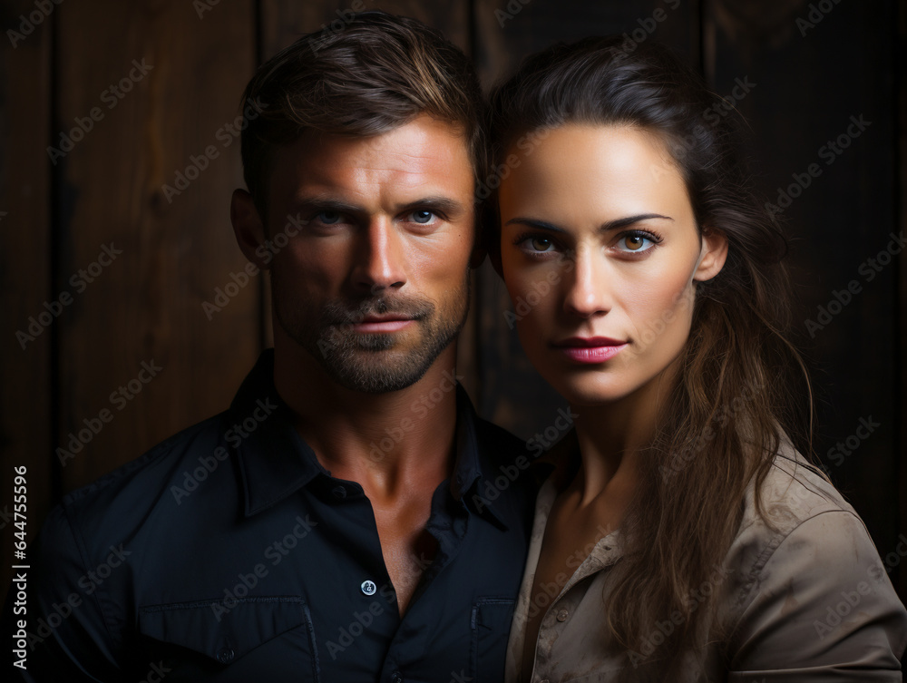 Elegant Couple's Portrait on a Dark Background Elegant Couple's Portrait on a Dark Background