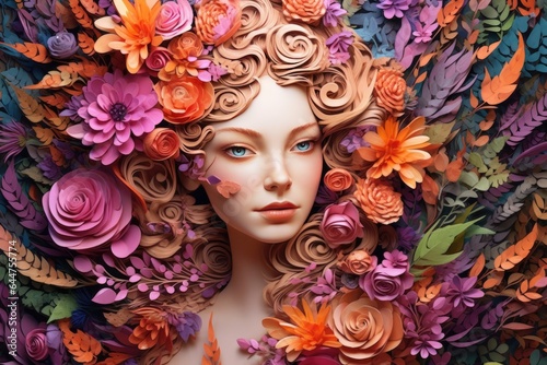 Fictional Character Created By Generated AI.A beauty with flowers