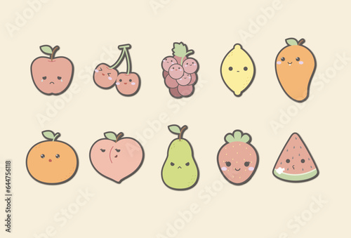 Cute Fruit Illustration Set