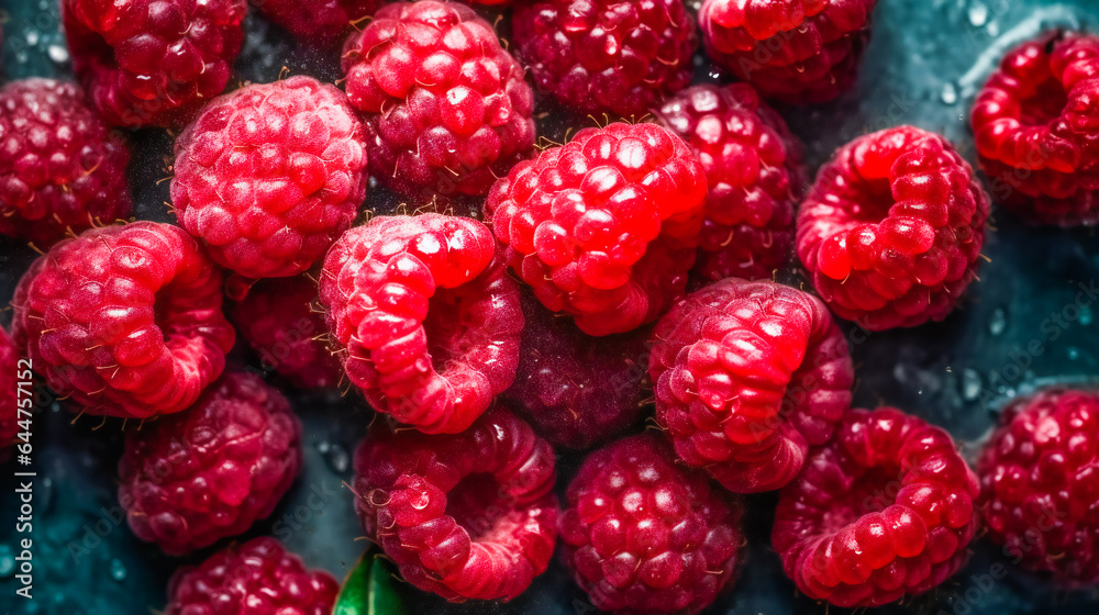 Fresh Raspberries with Water Droplets. Generative AI Fresh Raspberries with Water Droplets. Generative AI