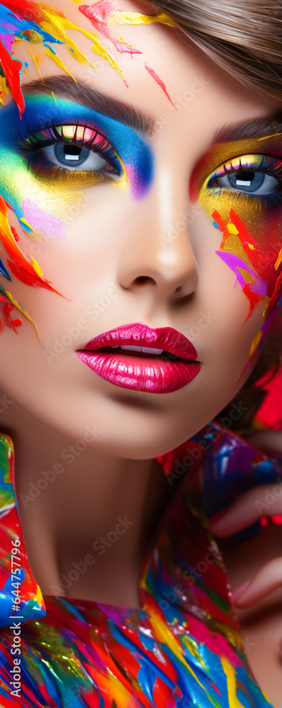 Obraz premium Fashionista Portrait with Glamorous Makeup. Girl with Bold Makeup