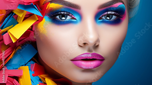 Fashionista Portrait with Glamorous Makeup. Girl with Bold Makeup © EwaStudio