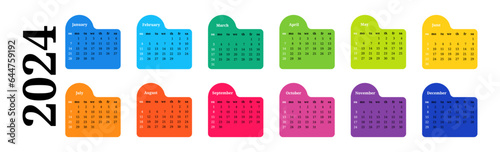 Calendar for 2024 isolated on a white background