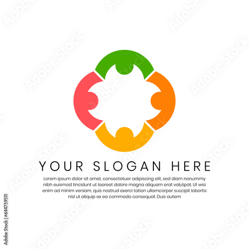 Logo Design of Group of persons in teamwork and collaboration