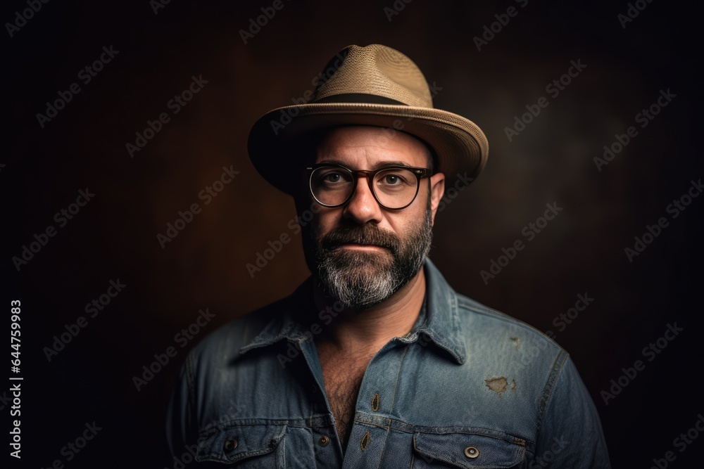Fictional Character Created By Generated AI.A Man with a Hat, Glasses, and a Beard - Portrait