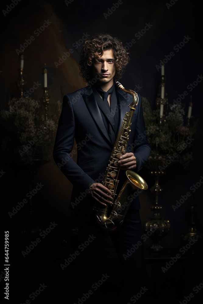Naklejka premium Fictional Character Created By Generated AI.The Musician