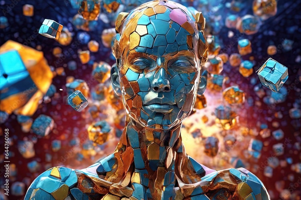 digital 3 rendering of a human facedigital 3 rendering of a human face3 d illustration of a cyborg head in a futuristic background