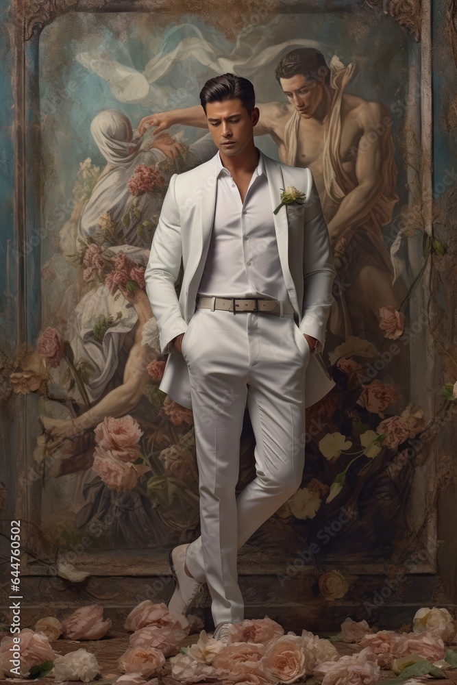 Fictional Character Created By Generated AI.The Ideal Man - Dapper in White Fictional Character Created By Generated AI.The Ideal Man - Dapper in White