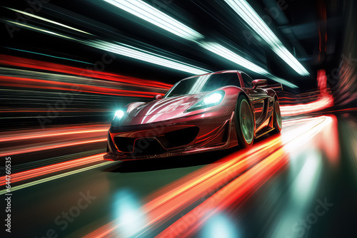 Blurred image of a diffuse racing car on a fast track. © terra.incognita