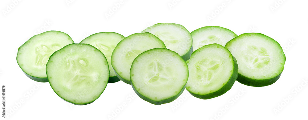 Fresh slice cucumber close-up on transparent png Fresh slice cucumber close-up on transparent png