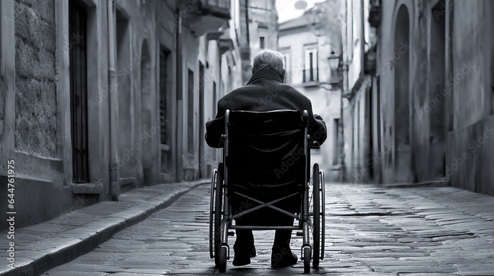 Obraz premium The Aging Plight. The Lonely Walk. The Forgotten Generation. AI Generated