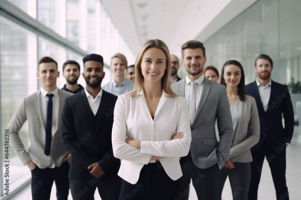Group of successful business people on the background of the office. Group of successful business people on the background of the office.