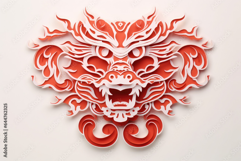 Chinese dragon shape with paper cut style, Chinese new year, copy space