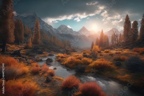 beautiful landscape with mountains and forestbeautiful landscape with mountains and forestbeautiful autumn in the mountains © Shubham