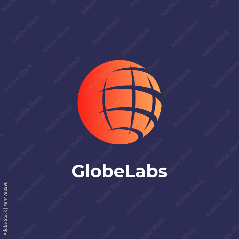 GlobeLabs - Globe logo design template. Globe vector icon. Basketball ball logo concept.