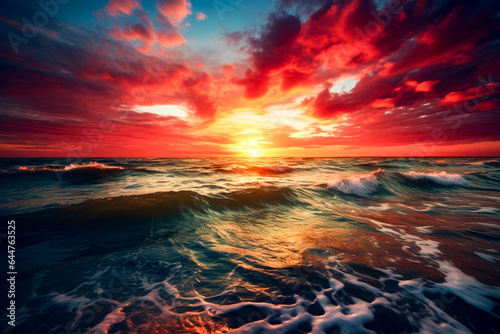 Beautiful seascape. Sunset over the sea. Nature composition.