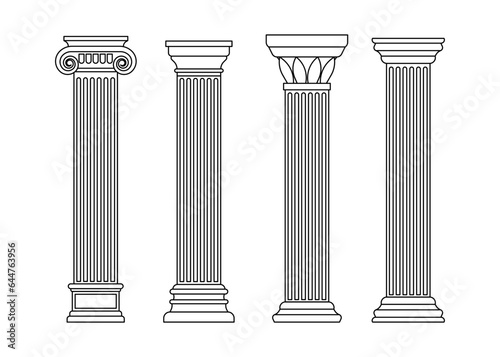 Fotografie, Obraz Classic carved architectural pillars line art