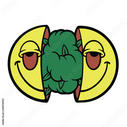 Vector Weed in Emoticon Streetwear Cartoon Illustration