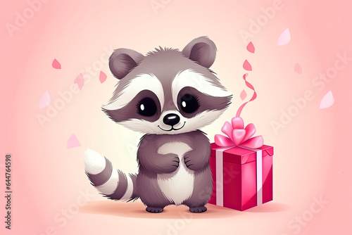 Funny party raccoon.Happy holiday concept © bit24