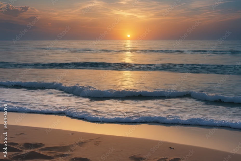 beautiful sunset at sea with waves and sand beautiful sunrise on the beach beautiful sunset at sea with waves and sand