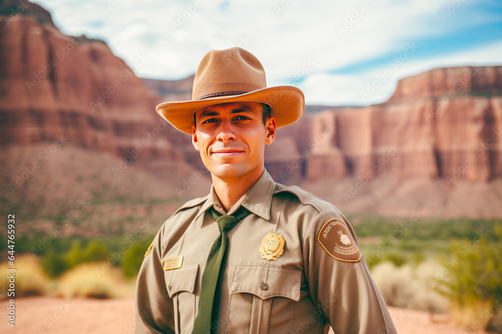 Fototapeta premium ranger on the background of the mountains