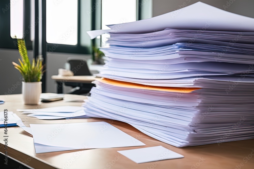 stack of documents on desk. office work in the office stack of documents on desk. office work in the office stack of paper and documents in the office. business and finance concept - obrazy, fototapety, plakaty 