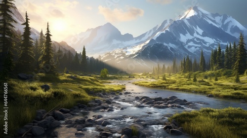beautiful view, alaska, bright sunlight, stunning nature, professional photography, 16:9 © Christian
