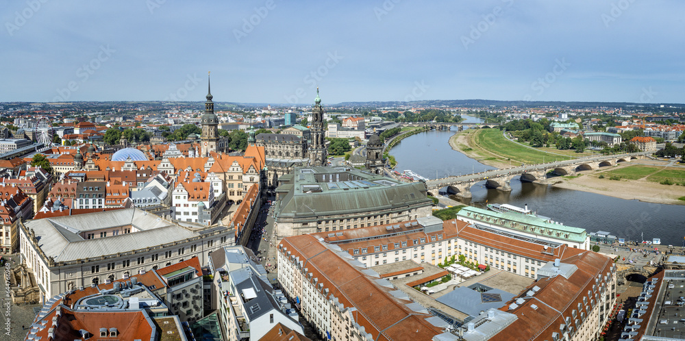 Obraz premium Panoramic view over the rooftops of Dresden, Saxony Germany