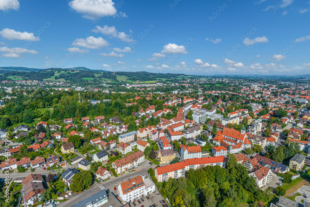 Kempten im Allgäu, Blick über die Zentrale Stadt des Allgäus am bayerischen Alpenrand