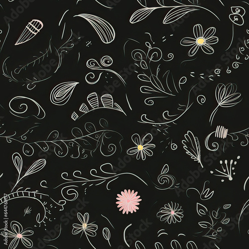 Chalk doodles abstract repeat pattern